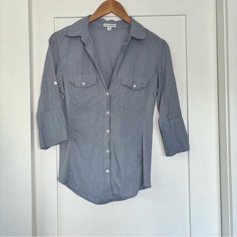 James Perse 3/4 Sleeve Button Down Blouse